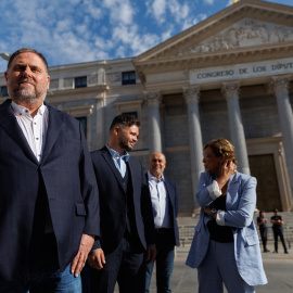 Oriol Junqueras, Gabriel Rufián y Montserrat Bassa, en el Congreso.