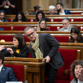 El presidente del Consell Nacional de ERC, Josep Maria Jové, durante el pleno de debate a la totalidad de los Presupuestos catalanes 2023, en el Parlament, a 14 de febrero de 2023, en Barcelona.