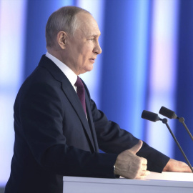 Putin durante el discurso anual en Moscú, Rusia