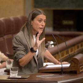 La portaveu de Junts al Congrés, Míriam Nogueras, durant la seva intervenció al debat d'investidura d'Alberto Núñez Feijóo.