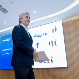 El presidente de Naturgy, Francisco Reynés, llega a una rueda de prensa de presentación de los resultados de la energética en 2022. E.P./Alberto Ortega