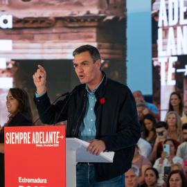 Pedro Sánchez, en un acto del PSOE en Mérida, a 14/10/2023.