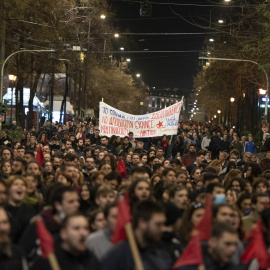 Manifestaciones en las calles de Atenas para protestar por la privatización del sector ferroviario a 03 de marzo de 2023