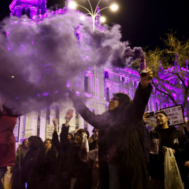 People take part in a protest to mark International Women's Day in Madrid, Spain, March 8, 2023. REUTERS/Juan Medina