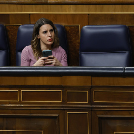 La ministra de Igualdad, Irene Montero, durante la primera jornada de la moción de censura de Vox.