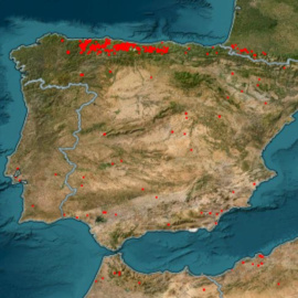 Mapa de los incendios en Asturias.