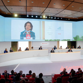 Vista de la junta de accionistas del Banco Santander, durante la intervención de su presidenta, Ana Botín.