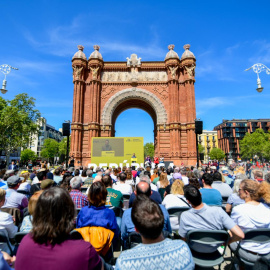 Un moment de la Festa de la República d'ERC a l'Arc del Triomf de Barcelona.