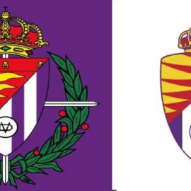 Antiguo escudo del Real Valladolid y el actual.