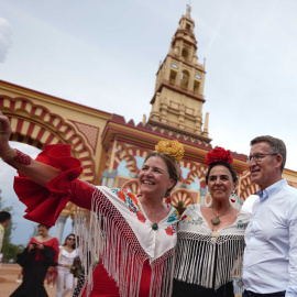 El presidente del PP, Alberto Núñez Feijóo, en la Feria de Córdoba.