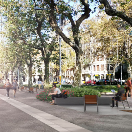 Imatge generada sobre la remodelació dels Jardinets de Gràcia