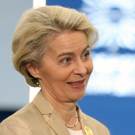 La presidenta de la Comisión Europea, Ursula Von der Leyen, este martes en la Cumbre del Clima.