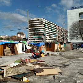 L'assentament a la plaça de les Glòries.