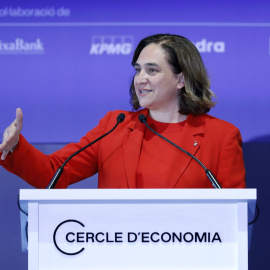 La alcaldesa de Barcelona, Ada Colau, durante la inauguración de la Reunión Anual del Cercle d'Economia.