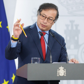 El presidente de Colombia, Gustavo Petro, en una rueda de prensa durante su reciente visita a España.