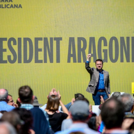 El president de la Generalitat, Pere Aragonès, en un acte de precampanya del partit.