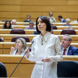 La ministra de Ciencia, Innovación y Universidades, Diana Morant, durante una sesión de control al Gobierno, en el Senado, a 9 de abril de 2024, en Madrid (España).