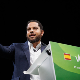 Imagen de archivo del secretario general de Vox, Ignacio Garriga, interviene durante el acto de reelección del líder del partido.