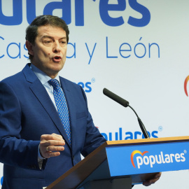 17/02/2022 El presidente del PP en funciones de la Junta de Castilla y León, Alfonso Fernández Mañueco, en una rueda de prensa