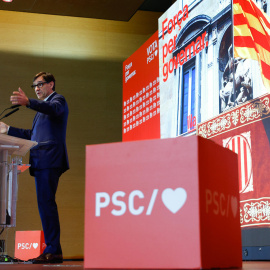 El candidat del PSC a les eleccions del 12 de maig, Salvador Illa, en un míting a Mataró.