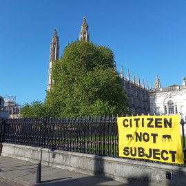 Cartel de protesta en el que se lee "Ciudadano, no súbdito"