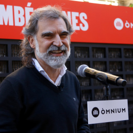 El president d'Òmnium Cultural, Jordi Cuixart, durant l'acte de Sant Jordi de l'entitat. Imatge del 23 d'abril de 2021