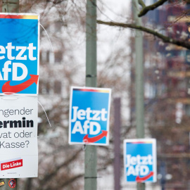 Carteles de campaña del partido ultraderechista AfD el pasado 4 de enero en Berlín.