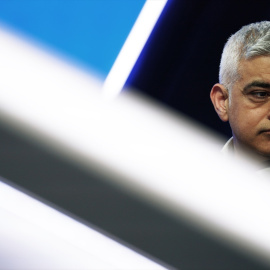 El alcalde de Londres, Sadiq Khan, durante un debate televisivo en Londres, a 23 de abril de 2024.