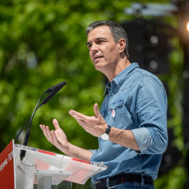 El secretario general del PSOE y presidente del Gobierno, Pedro Sánchez, interviene durante un mitin del PSC, a 4 de mayo de 2024, en Montmeló, Barcelona, Catalunya (España).