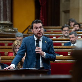 El presidente de la Generalitat Pere Aragonès en el Parlament, a 13 de diciembre de 2023, en Barcelona.