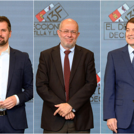 Los candidatos del PSOE, Ciudadanos y PP a la Presidencia de la Junta de Castilla y León, Luis Tudanca, Francisco Igea y Alfonso Fernández Mañueco. EFE