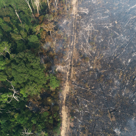 11/02/2022. Vista aérea de la quema forestal en el Amazonas.