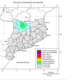 Simulació de la intensitat percebuda del terratrèmol de l'Alt Urgell.