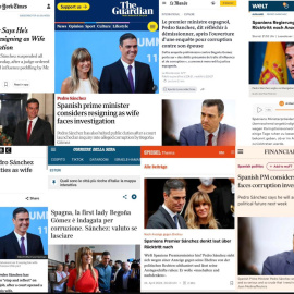 25/04/2024 Numerosos medios internacionales se hacen eco del anuncio de Pedro Sánchez este miércoles.