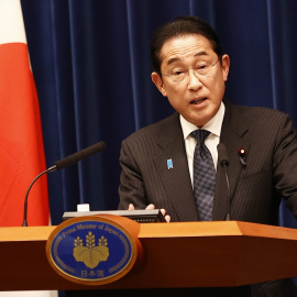 El primer ministro japonés, Fumio Kishida, durante una conferencia de prensa el 13 de junio.