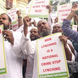 Una manifestación de protesta contra el Gobierno de Modi para detener el acoso a la comunidad musulmana a 3 de julio de 2019 en la ciudad de Calcuta, India.