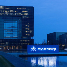 Vista de la sede del grupo industrial ThyssenKrupp, eb Essen, en el 'lander' de Renania del Norte-Westfalia.