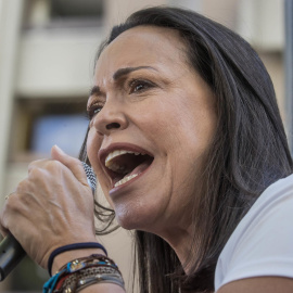 Imagen de archivo de María Corina Machado en una manifestación con motivo del 66 aniversario del derrocamiento de la dictadura de Marcos Pérez Jiménez.