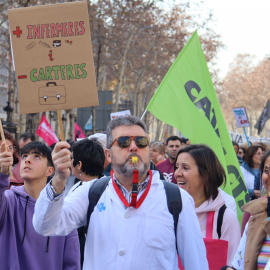 Manifestació a Barcelona en defensa de la sanitat pública i per protestar contra el tercer conveni de l'ICS