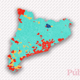 Mapa con los resultados de las elecciones en Catalunya municipio a municipio