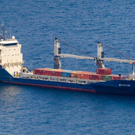 El carguero Borkum, cerca del puerto de Escombreras (Castagena), a 16 de mayo de 2024.