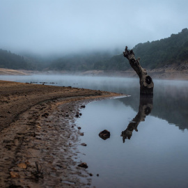 Estado que presenta el embalse de O Bao en Viana do Bolo (Ourense).