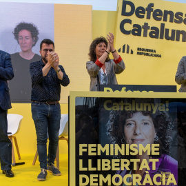 Acto de inicio de campaña del ERC en Barcelona con Oriol Junqueras, Marta Rovira, Pere Aragones, Gabriel Rufián y Teresa Jordà, a 6 de julio de 2023, en Barcelona.