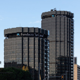 Vista de las torres donde tienes sus sedes la Fundación La Caixa, CriteriaCaixa, y Caixabank.