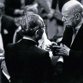 Pau Casals el 24 d'octubre de 1971, quan va rebre la Medalla de la Pau de les Nacions Unides.