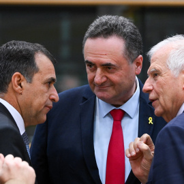 El ministro de Exteriores israelí, Israel Katz, durante un encuentro en Bruselas.