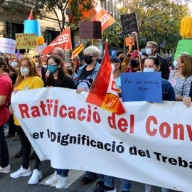 2021 - Imatge d'una manifestació de treballadores de la llar del 2021, convocada per CCOO.