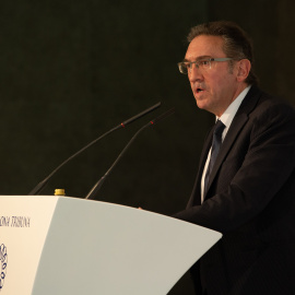 Jaume Giró, presidente de Barcelona Tribuna, en un almuerzo-conferencia de Barcelona Tribuna. Foto de archivo.