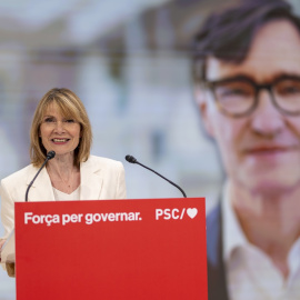 La viceprimera secretaria y directora de campaña del PSC, Lluïsa Moret, durante la jornada de elecciones autonómicas de Catalunya, en la sede delos socialistas catalanes. E.P./Lorena Sopêna / Europa Press