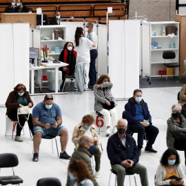 El polideportivo de la Universidad Pública de Navarra habilitado para la vacunación masiva.